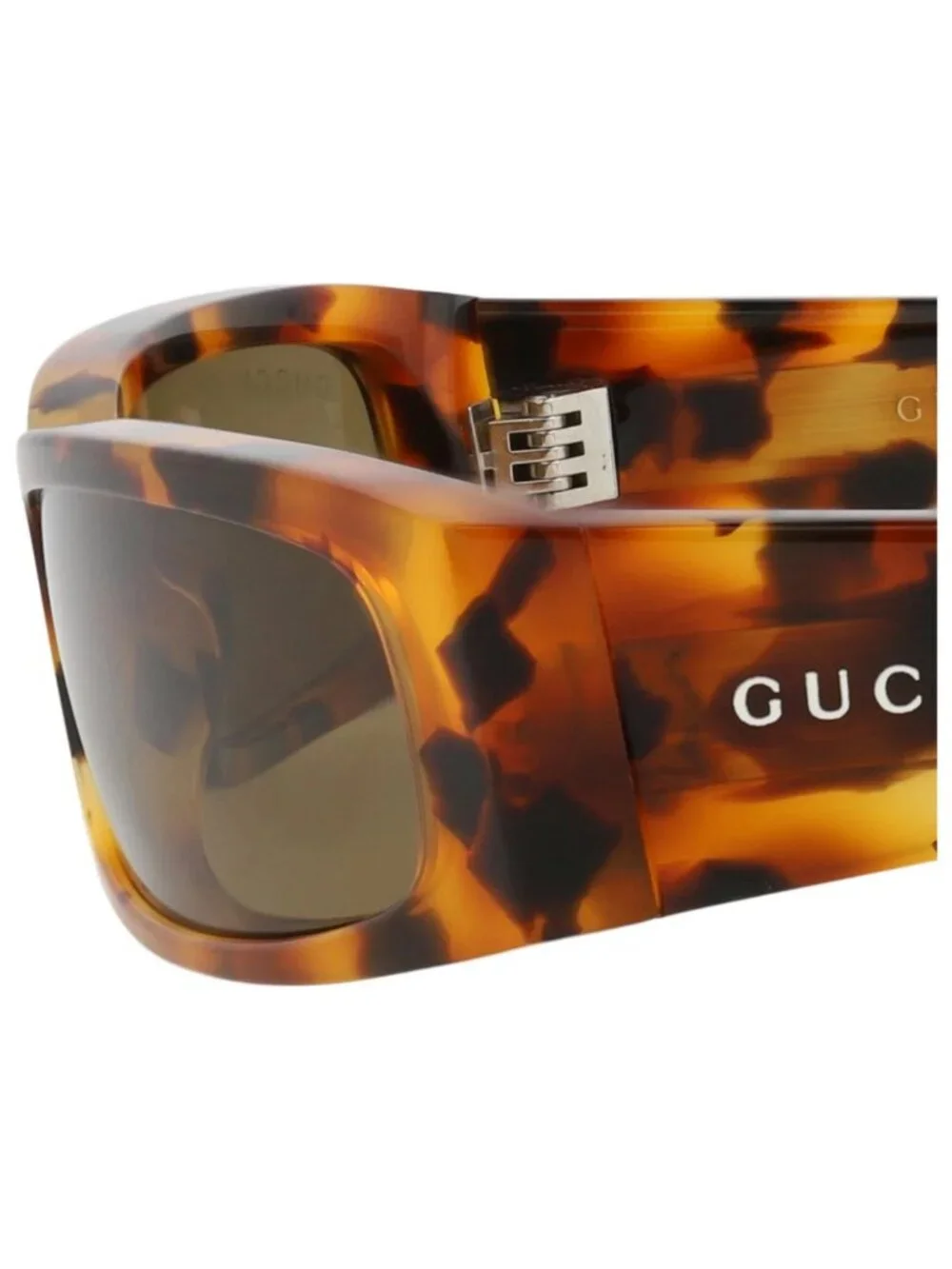 New Gucci Women's Sunglasses Square Rectangle Recycled Acetate Frame Mens Havana